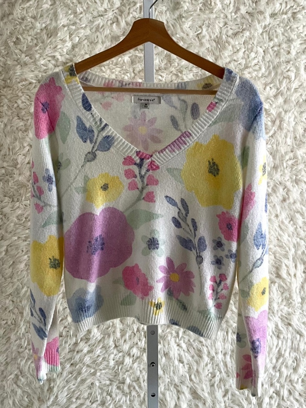 FRANCESCA'S WOMENS FLORAL SWEATER~LONG-SLEEVE~SIZE MEDIUM!!!